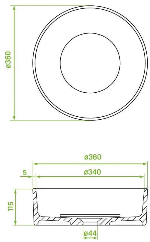 Laveo Perl, granitové umývadlo na dosku 360x360x115 mm, šedá, LAV-VGP1510T