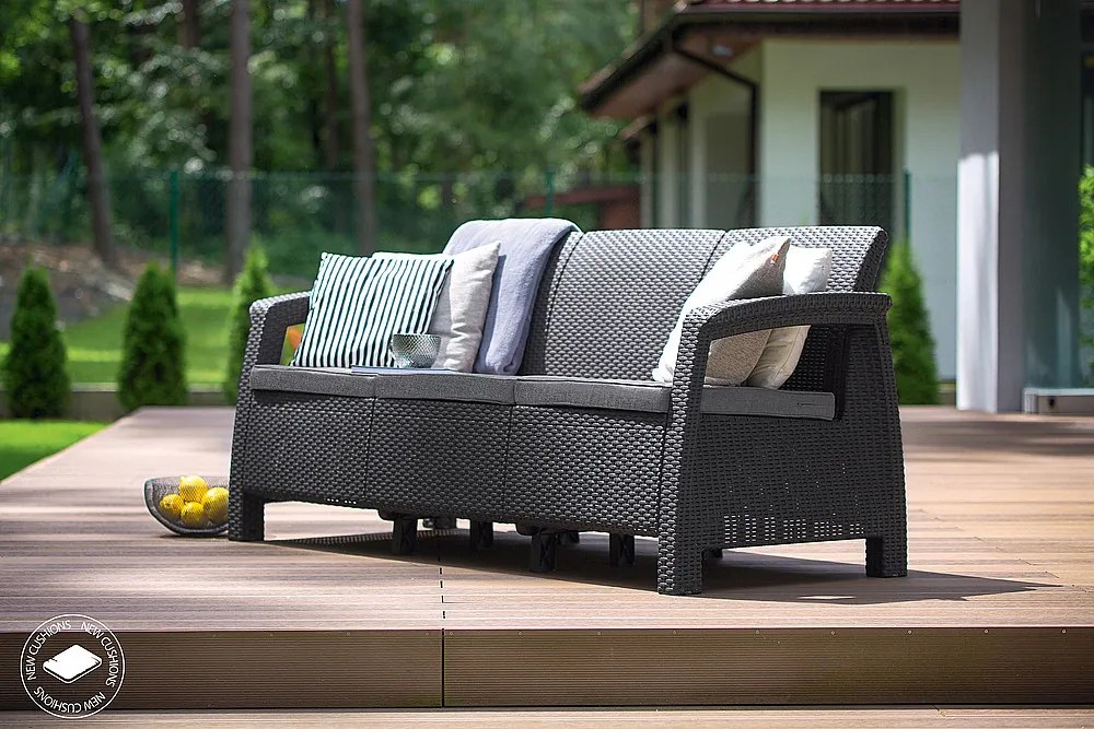Deokork Záhradná ratanová pohovka CORFU LOVE SEAT MAX (antracit)