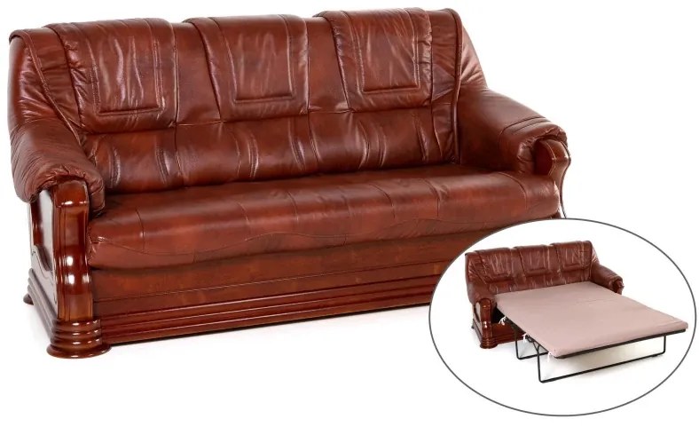 Kožená rozkladacia pohovka Baron 3R, biela / wenge (k1 / 8)