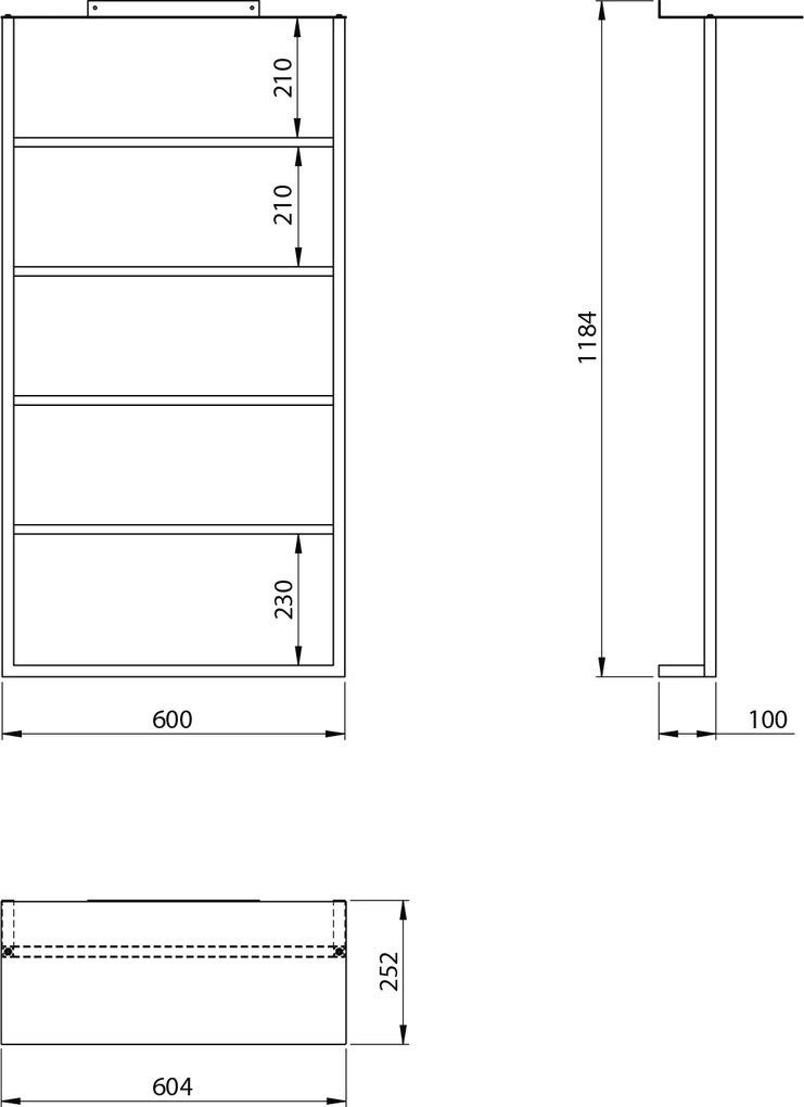 Sapho Sapho, SKA nástenný držiak uterákov s policou 604x1184x252mm, biela matná, SKA712