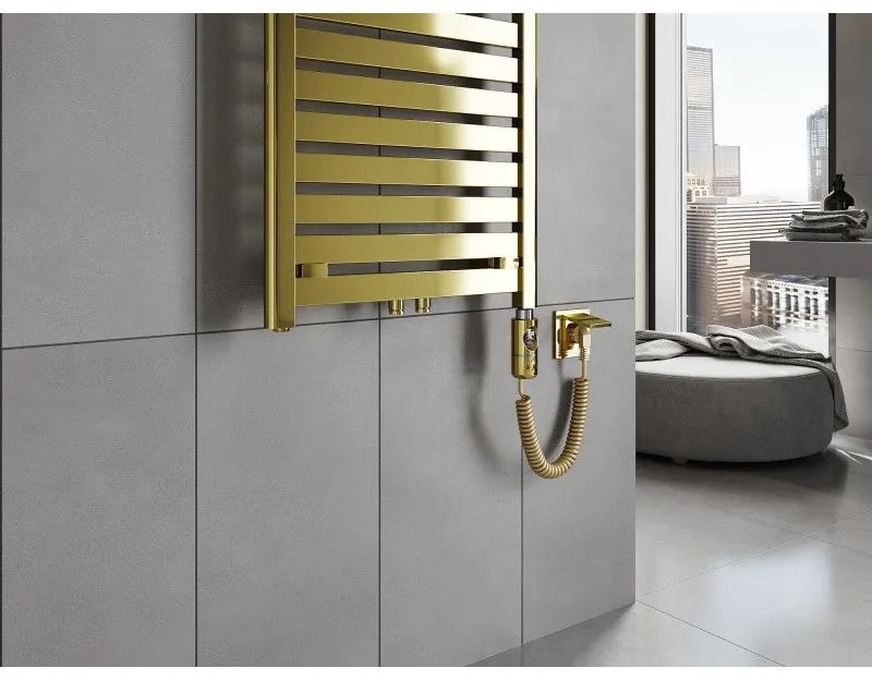 Mexen Uran, elektrické vykurovacie teleso 800x500 mm + vykurovacia tyč 300 W, zlatá lesklá, W105-0800-500-2300-50