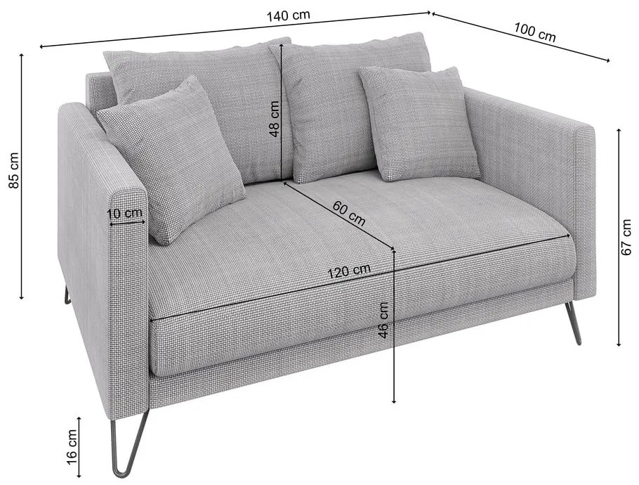 Svetlosivá ženilková pohovka 140 cm Freya – Ropez