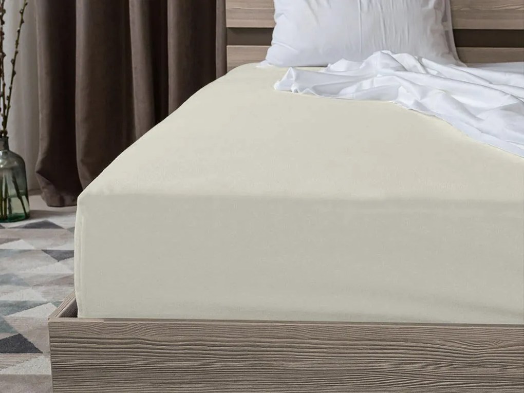 Bavlnená plachta s gumou STANDARD 90 x 200 cm svetlobéžová