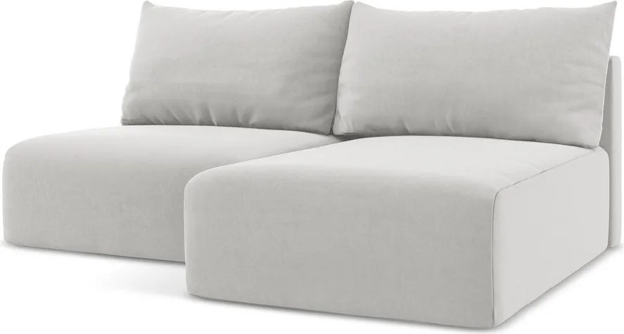 Svetlosivá zamatová rozkladacia/s úložným priestorom rohová pohovka (pravý roh/s leňoškou) Kalena – Makamii