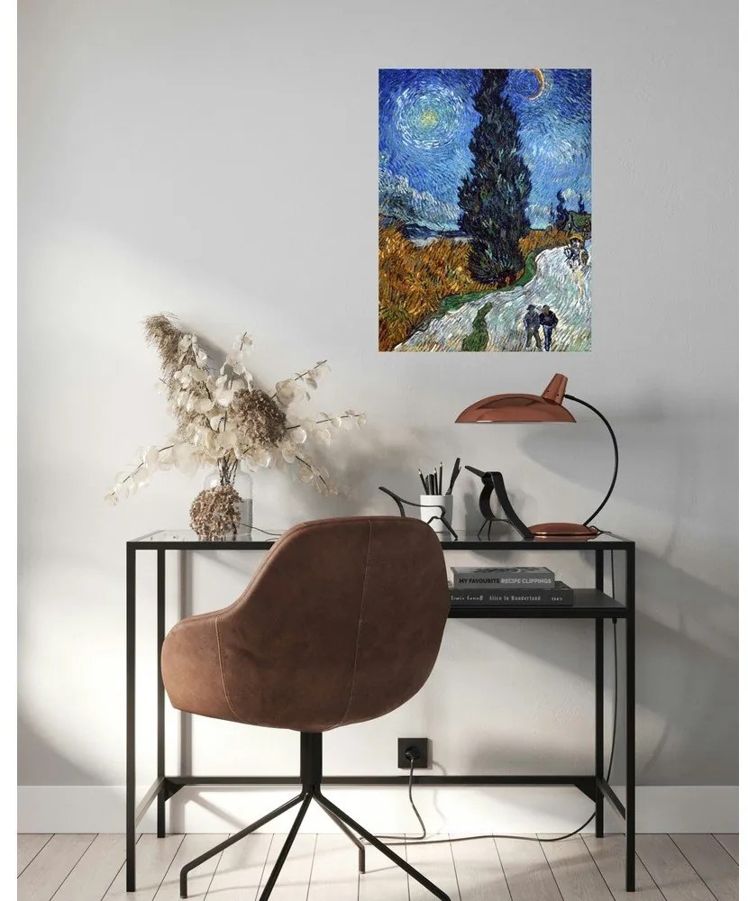 Reprodukcia obrazu Vincent van Gogh - Country Road in Provence by Night, 60 x 45 cm