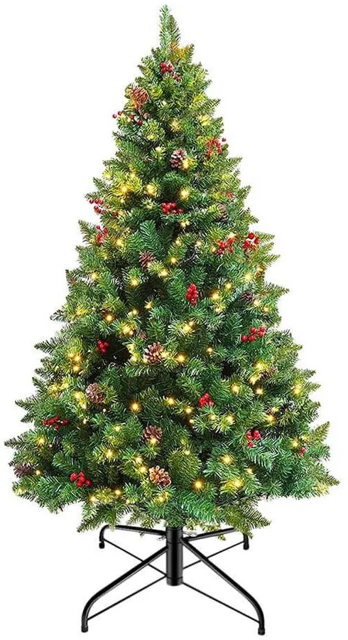 Vianočný stromček s LED diódami, rôzne typy, teplá biela, 100 LED- ov, 120 cm