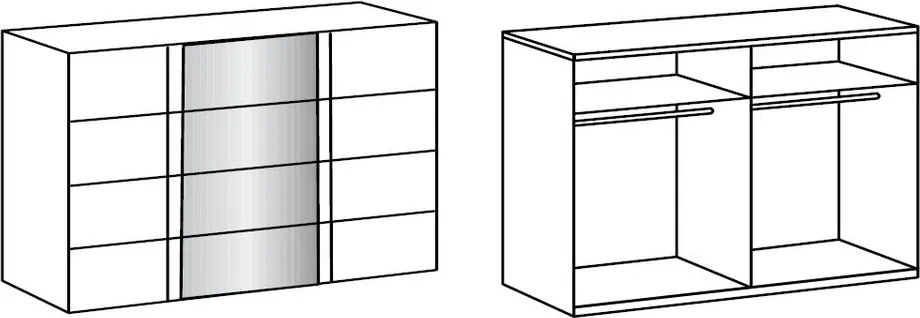 Šatní skříň Bern, šířka 225 cm/výška 208 cm, bílá/dub artisan