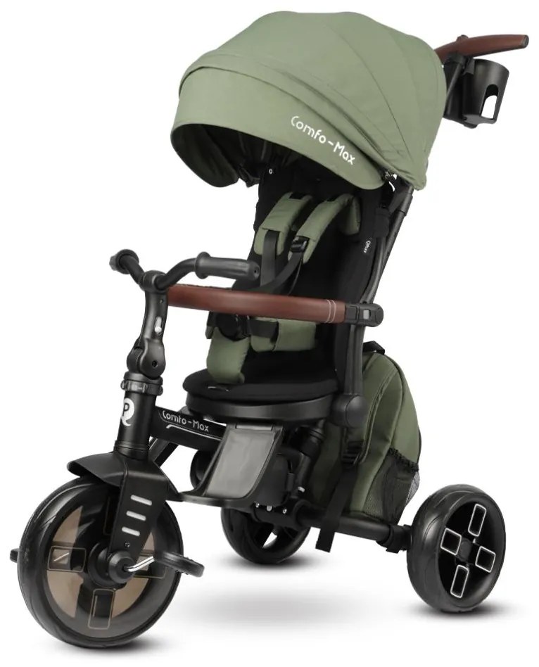 QPlay - Detská trojkolka 8v1 COMFO MAX zelená T70-olive