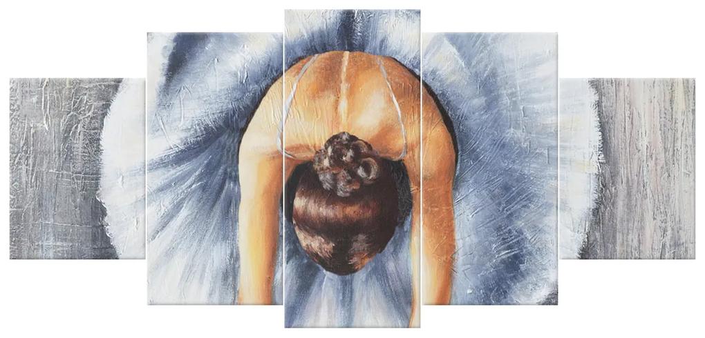 Gario Ručne maľovaný obraz Baletka v modrom - 5 dielny Rozmery: 150 x 70 cm
