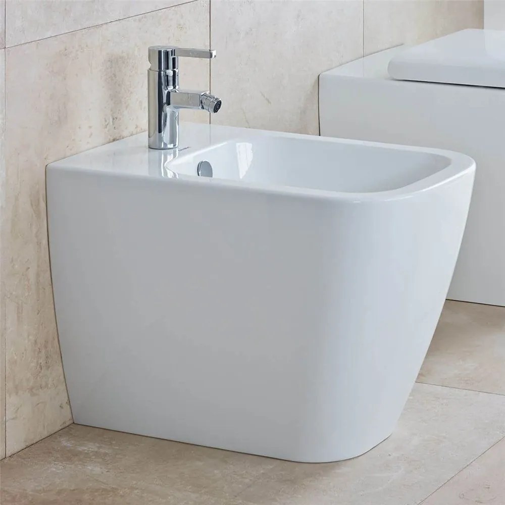 DURAVIT Happy D.2 samostatne stojací bidet ku stene, s otvorom, s prepadom, 365 x 570 mm, biela, s povrchom WonderGliss, 22671000001