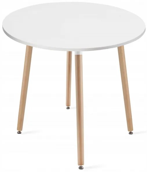 Jedálenský stôl KAMI biely 80 cm so štyrmi stoličkami MARK čierne / hnedé