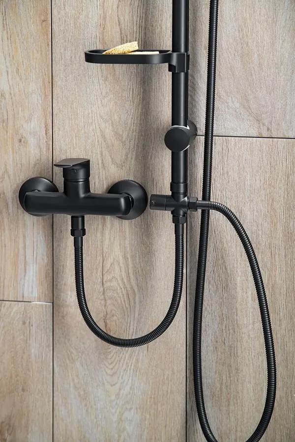 Aqualine Aqualine, KERA sprchový stĺp s pripojením na batériu, čierna, SL435
