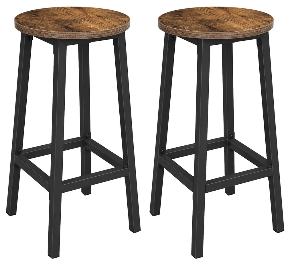 Barové stoličky LUND, 2ks, 32x65cm, hnedá/čierna Vasagle