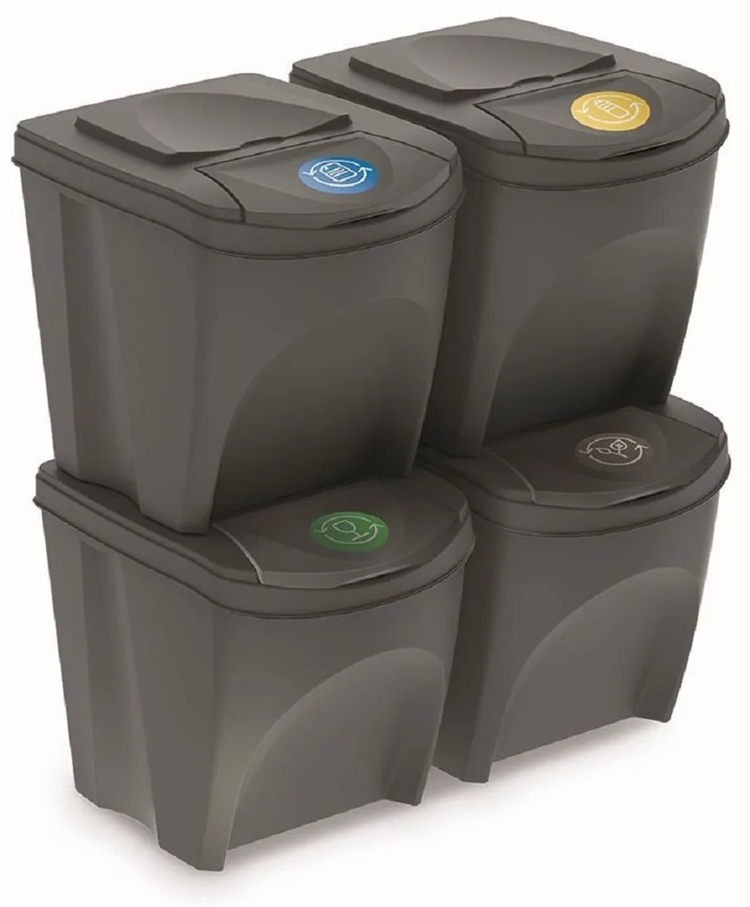 PROSPERPLAST Odpadkový kôš SORTIBOX SIVÝ KAMEŇ - 4x20L