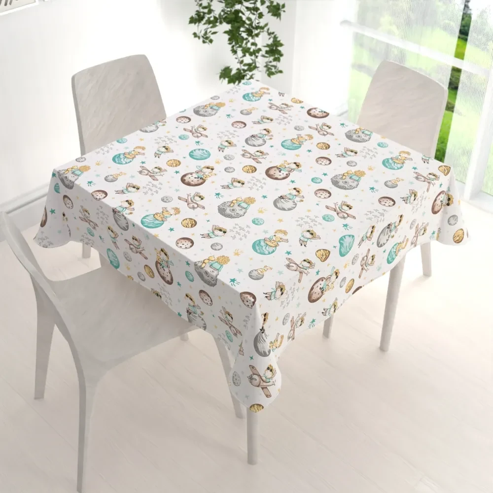 Biante Detský bavlnený štvorcový obrus Sandra SA-561 Malý princ na bielom 50x50 cm
