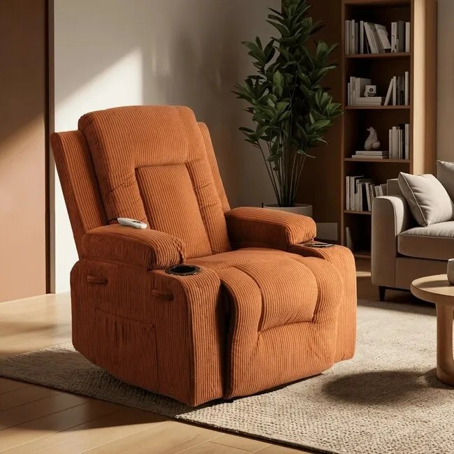 Polohovacie masážne kreslo Falcon terakota menčester