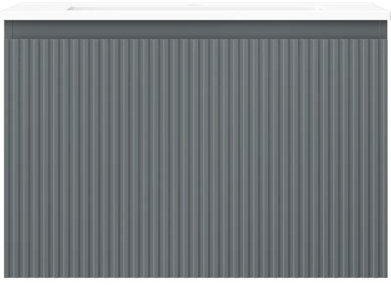 Mexen Rivel, kúpeľňová skrinka 70 cm s umývadlom Otis, 1 zásuvka, drážkovaná, grafitová matná/biela matná, 91A20-07047-1-BF66-W18M01