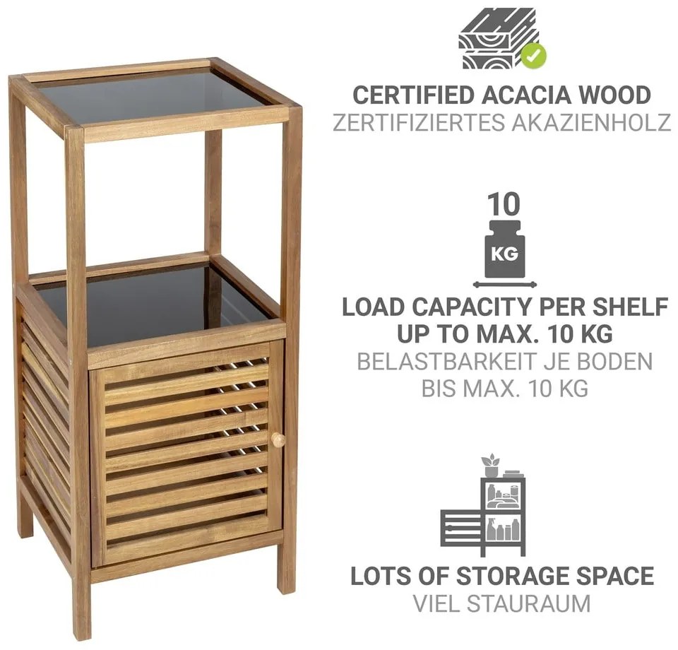 Čierna/v prírodnej farbe nízka/úzka kúpeľňová skrinka z masívu akácie 39,5x86 cm Fondi – Wenko