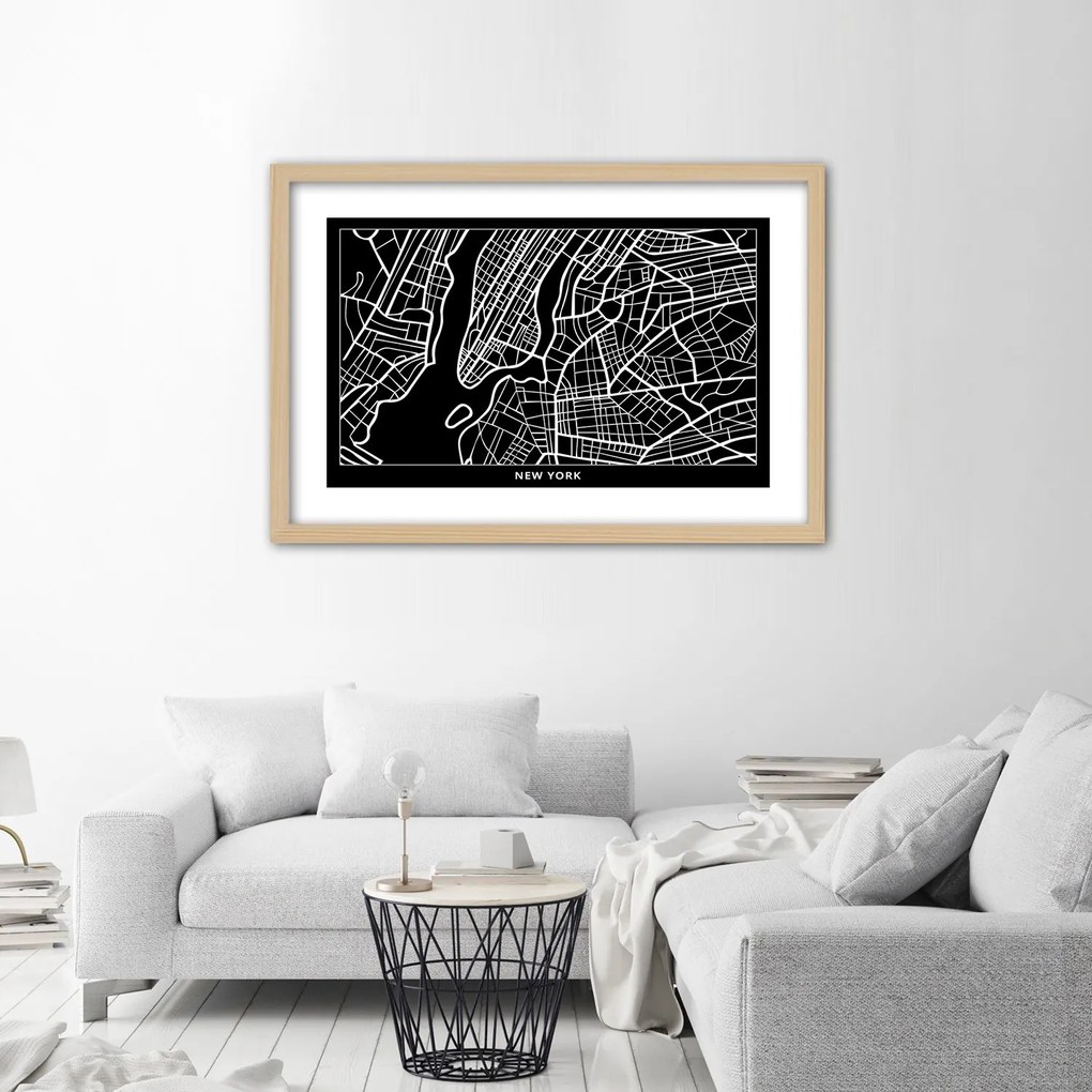 Gario Plagát City plan New York Farba rámu: Bez rámu, Rozmery: 90 x 60 cm