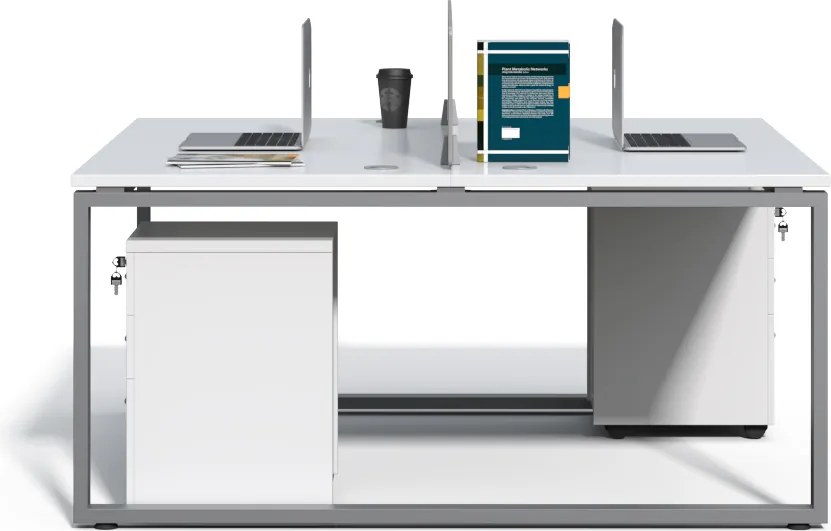 Kancelárska zostava 2 osoby Houseland Prime Max 01 160 cm biela