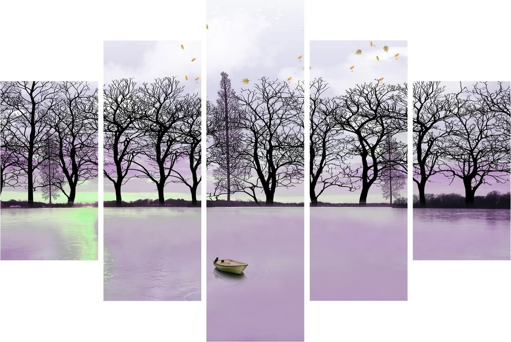 Obraz - Pramice na jazere (150x105 cm)