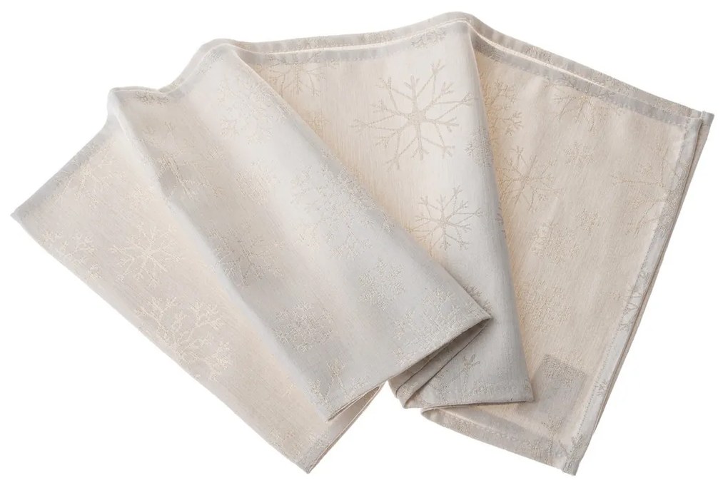 Vianočný Behúň vodeodolný Vločky zlatá, 33 x 140 cm