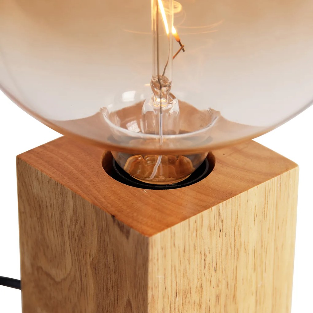 Rustikálna stolná lampa drevo prírodné vrátane LED G170 - Bloc