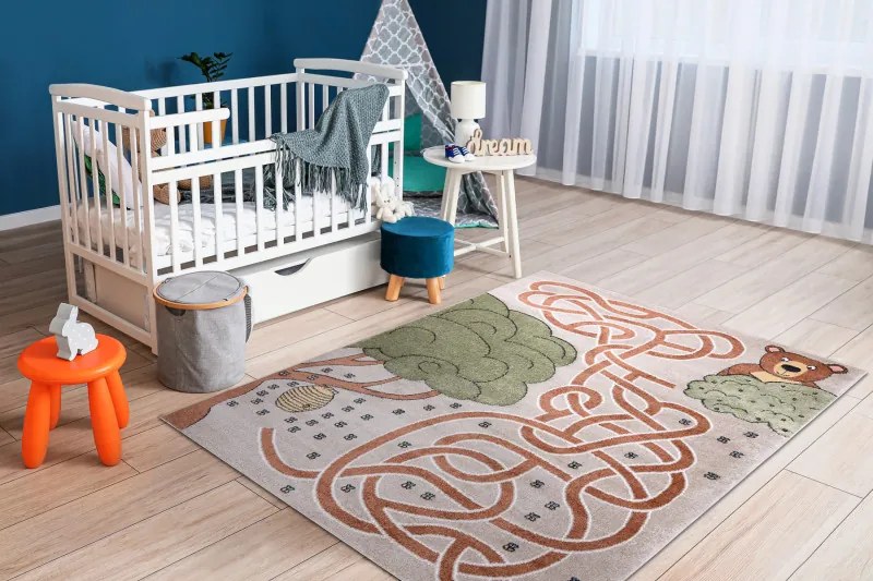 Detský kusový koberec Fun Honey with Bear beige, 200x290, hnedá, detská izba, Dywany Łuszczów