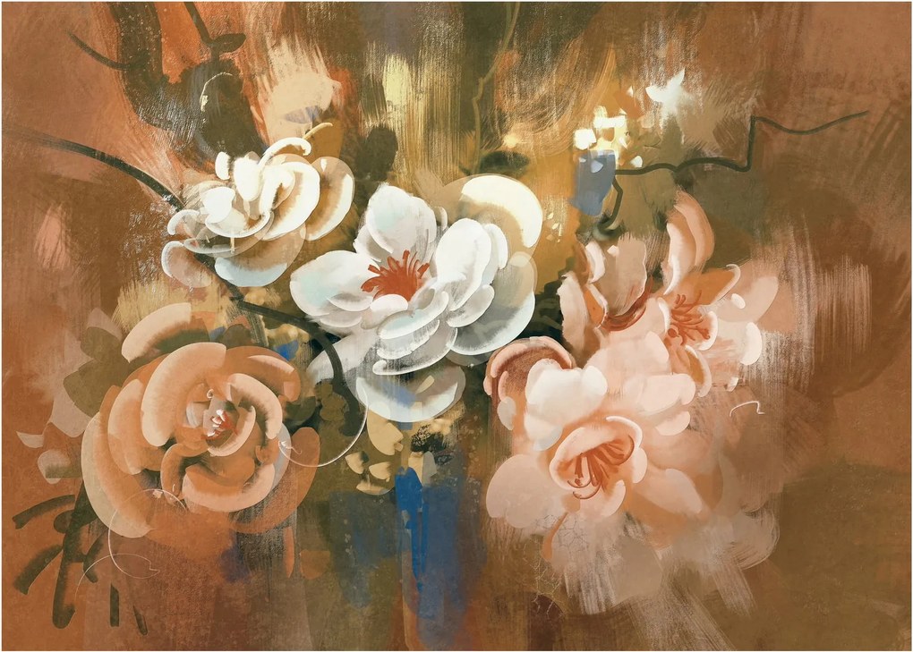 Sklenený obraz - Maľovaná kytica kvetov (70x50 cm)