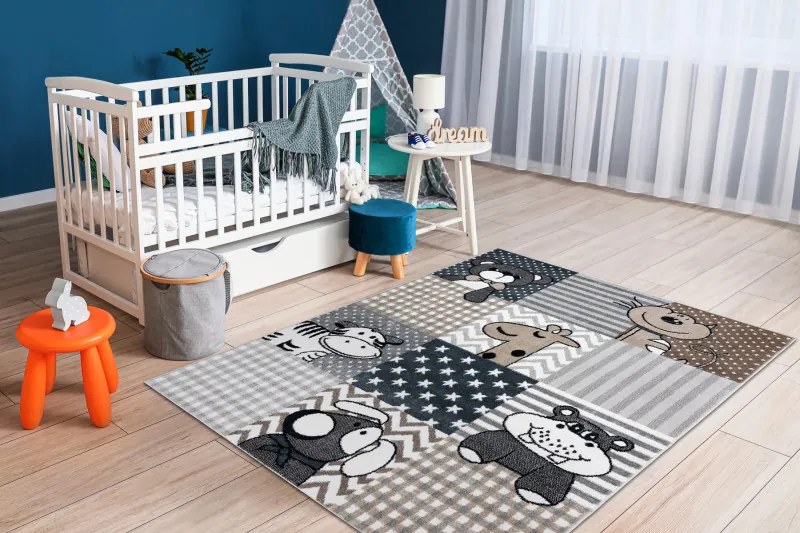 Detský kusový koberec Fun Pets grey, 180x270, šedá, detská izba, Dywany Łuszczów