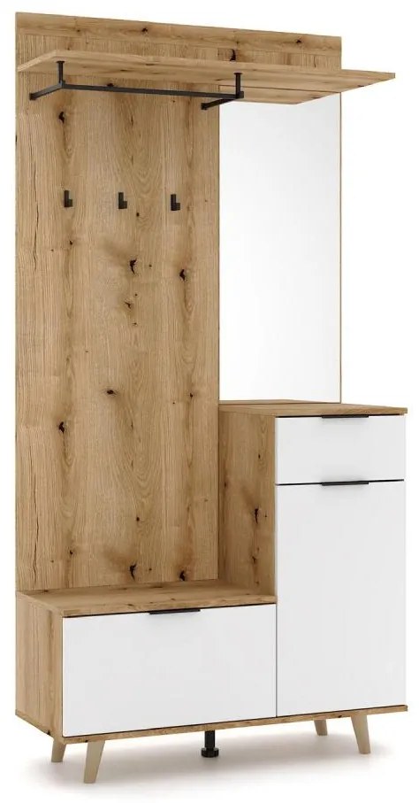 Predsieňová stena so zrkadlom SVEN hnedá/biela