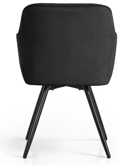 Sada dvoch jedálenských stoličiek TURNO zamatové, čierne / čierne nohy (2 ks)