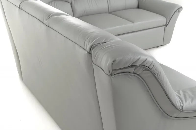 Kožená rohová sedacia súprava DUBAJ LUX XL II, Ľavá, červená/biela (K-55/K-1)
