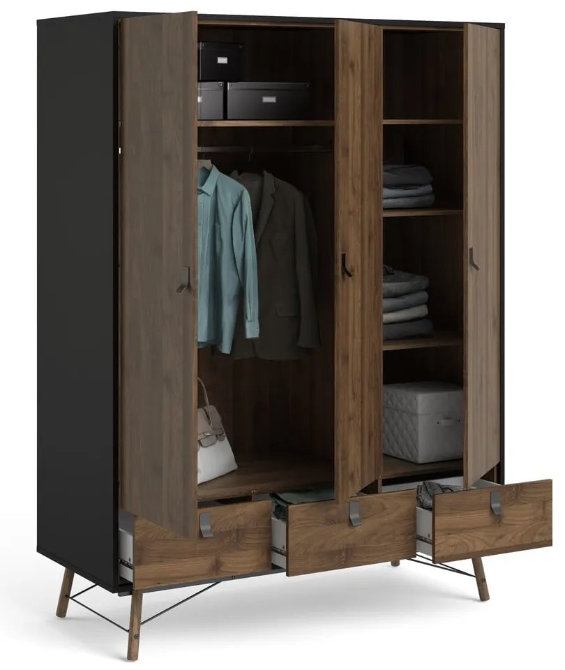 Tmavohnedá šatníková skriňa Tvilum Ry