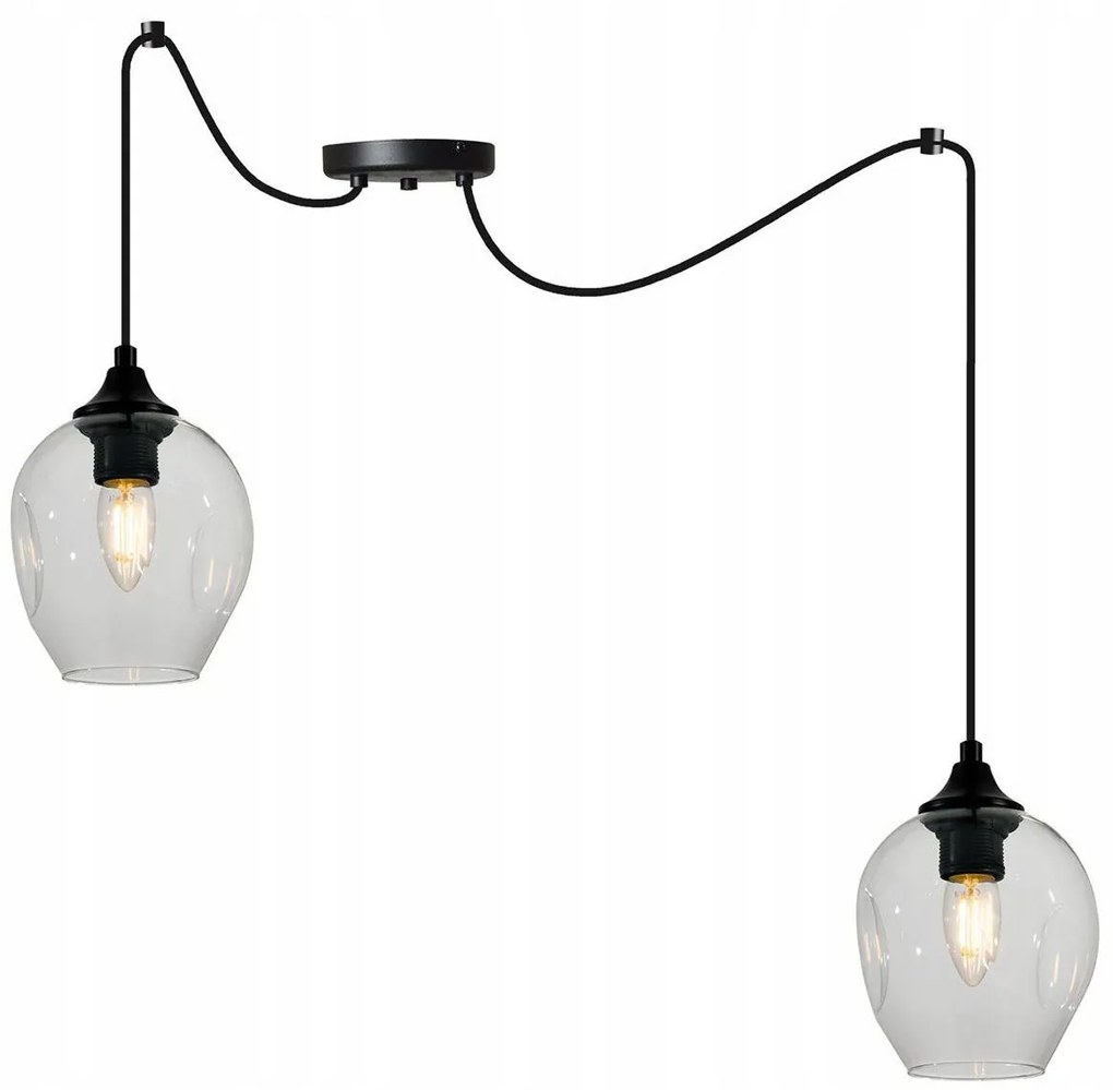 Závesné svietidlo Praga Spider, 2x sklenené tienidlo (mix 3 farieb)