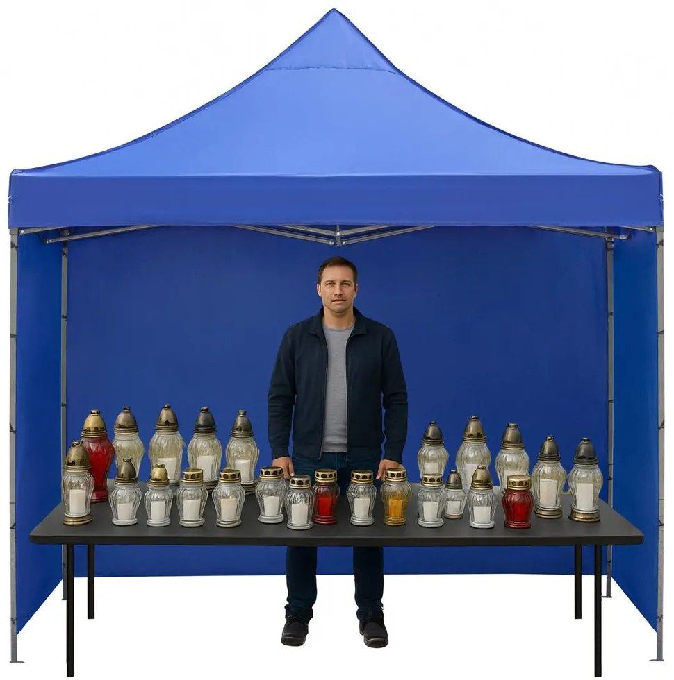 Nožnicový stan 3×3 m – námornícka modrá, záhradný a výstavný pavilón Springos GP0002