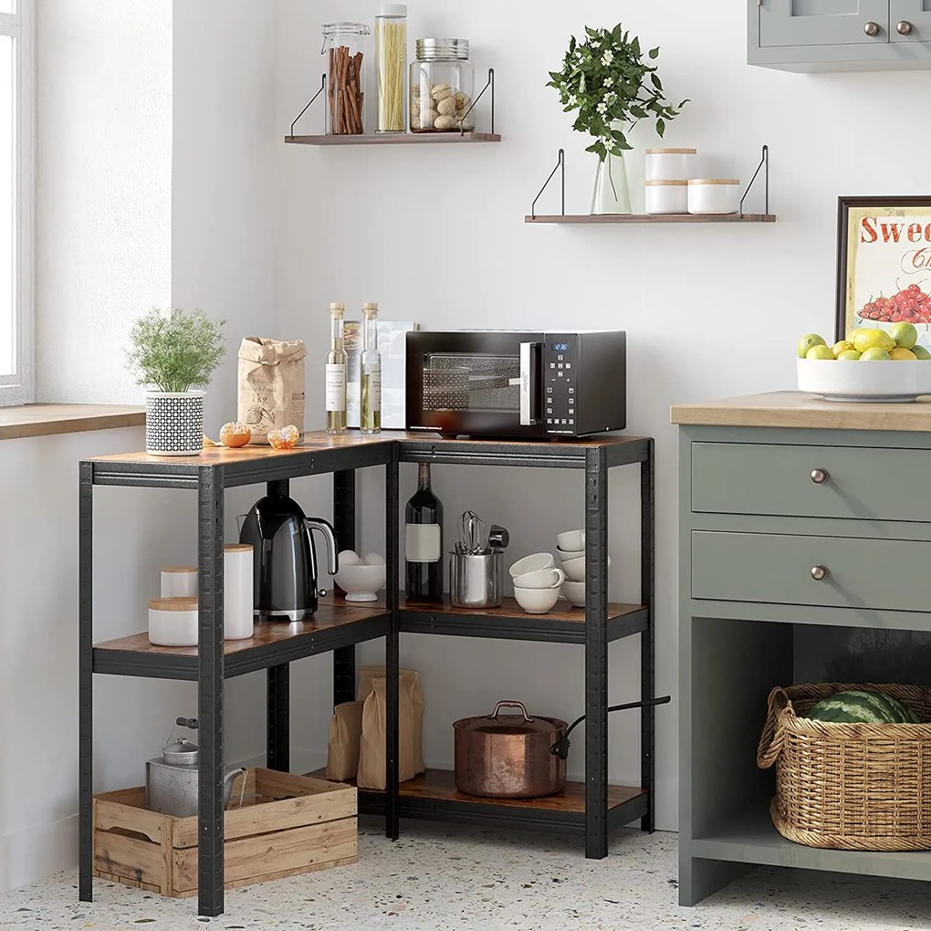 Regál s vysokou nosnosťou, 5-policový, industriálny, rustikálny hnedý