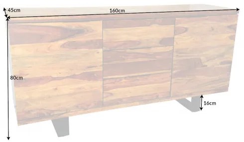 Komoda 37208 160cm Elements II Drevo Sheesham/Palisander - Komfort-nábytok