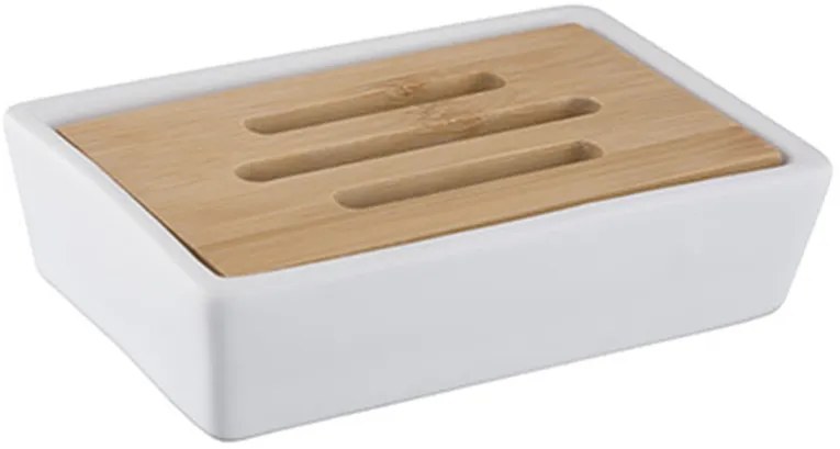 BISK Erga Pure, miska na mydlo na postavenie, biela matná-hnedá, ERG-06577