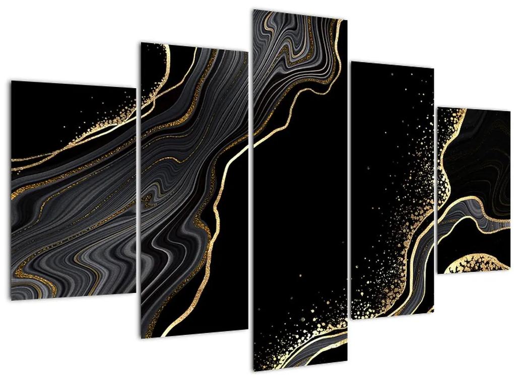 Obraz - Čierno-zlatý mramor (150x105 cm)