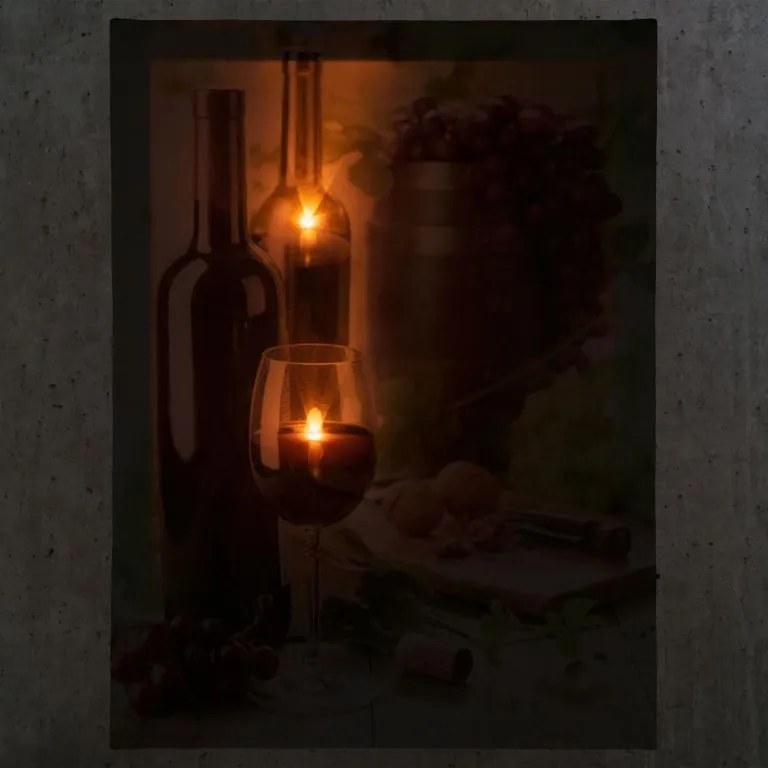 Nexos 86798 Nástenná maľba víno, 2 LED, 30 x 40 cm