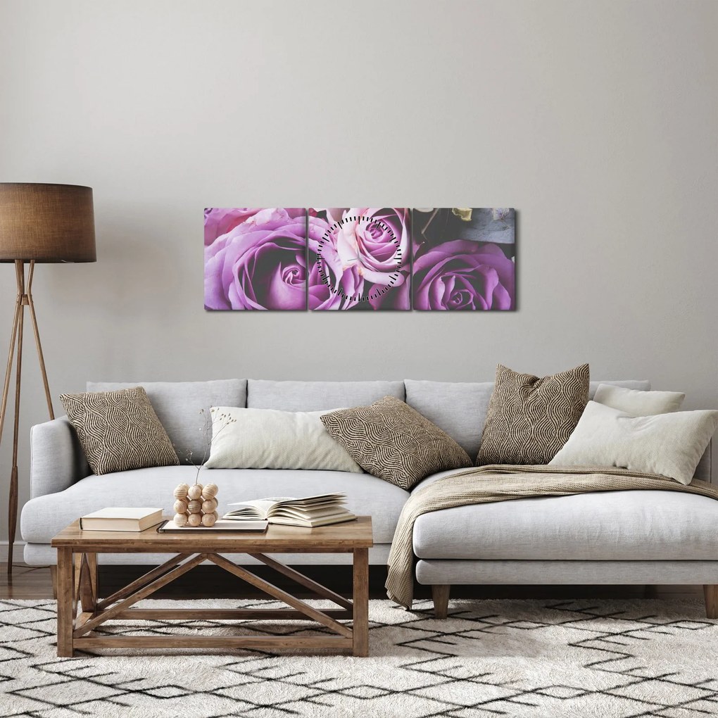 Obraz - Ružičky (s hodinami) (90x30 cm)