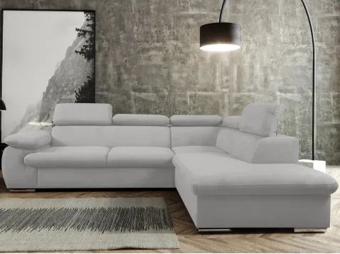 Rohová sedacia súprava Viera, svetlo šedá texturovaná látka, pravý roh%