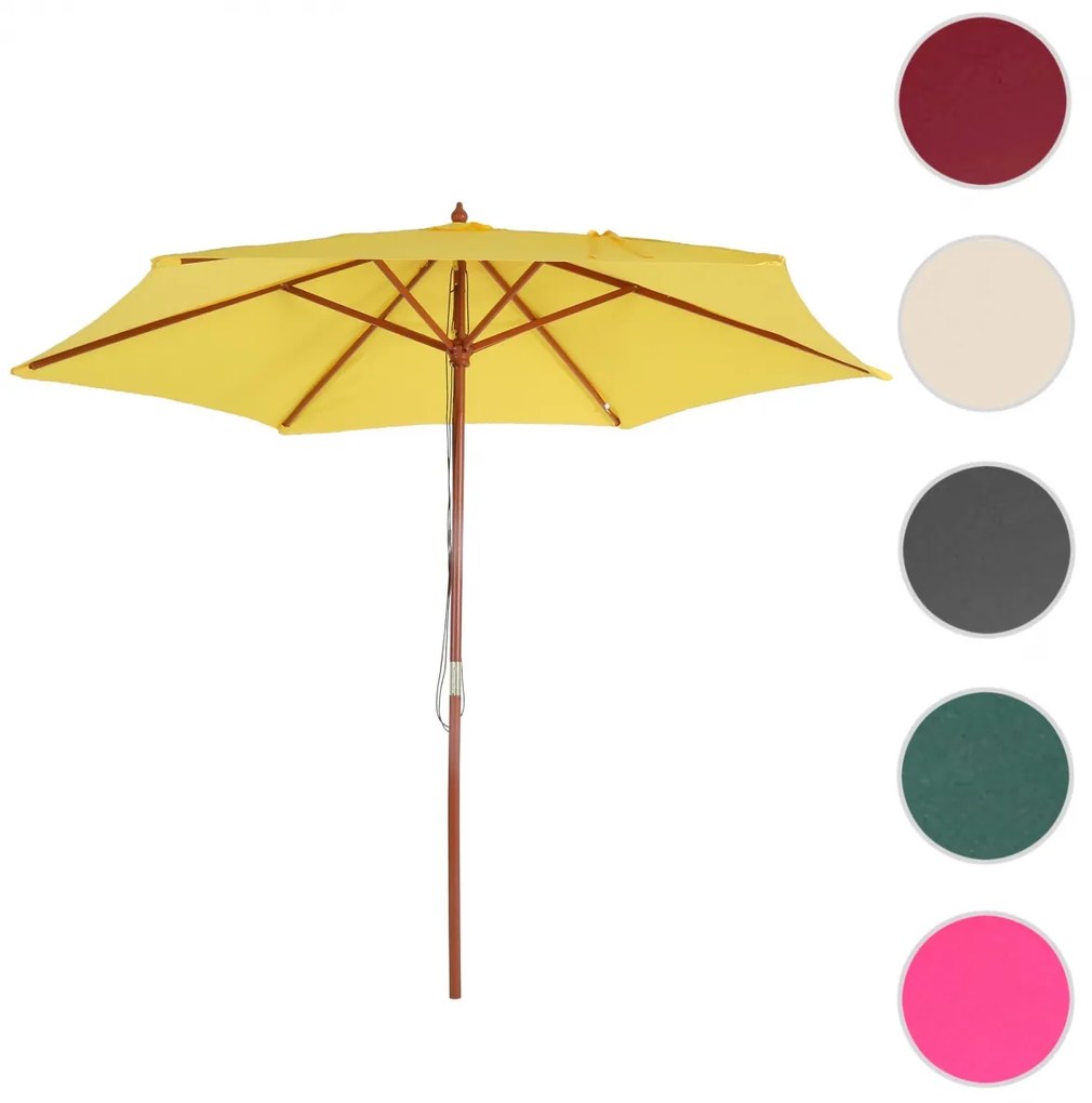 Slnečník Florida Ø 3m - polyester/drevo - žltá