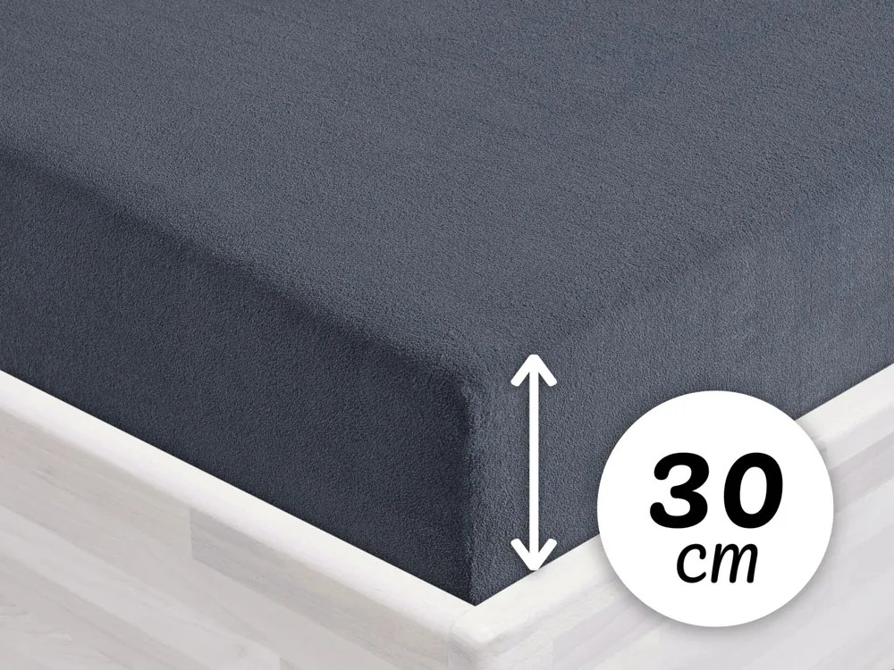 Froté napínacie prestieradlo na vysoký matrac FR-029 Antracitovo sivé 180 x 220 - výška 30 cm