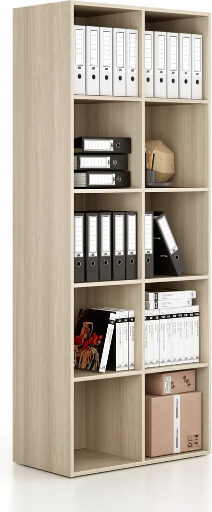 Regál FRAME, vysoký, 2 stĺpce, 2162 x 872 x 450 mm, dub prírodný