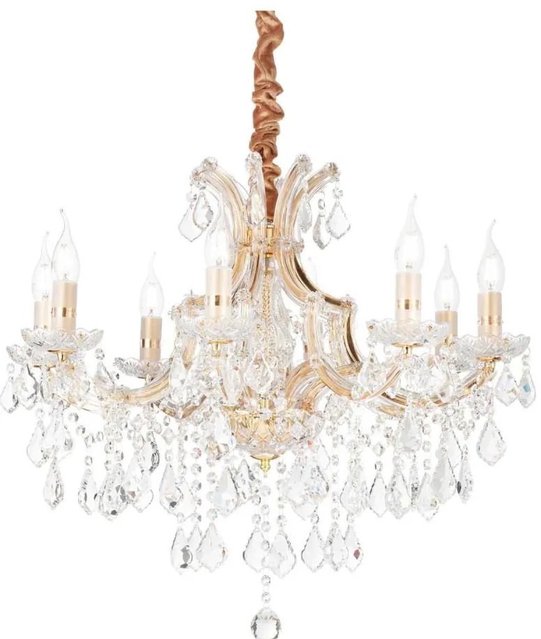 Ideal Lux - Krištáľový luster na reťazi NAPOLEON 8xE14/40W/230V pr. 67 cm zlatá