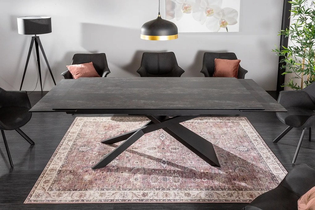 Bighome - Jedálenský stôl GLOBE II. 180-220-260 cm - sivá, čierna