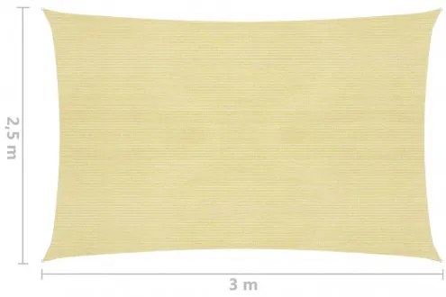 vidaXL Tieniaca plachta 160 g/m², béžová 2,5x3 m, HDPE-