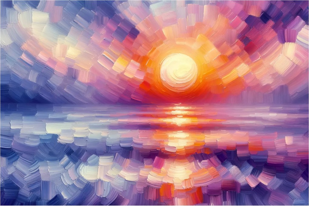 Obraz - Farebný umelecký západ slnka (90x60 cm)